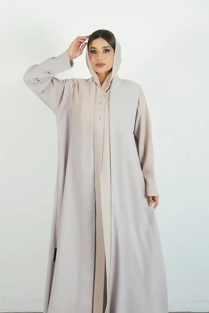 عباية رمادية لؤلؤية مفتوحة — صورة 2